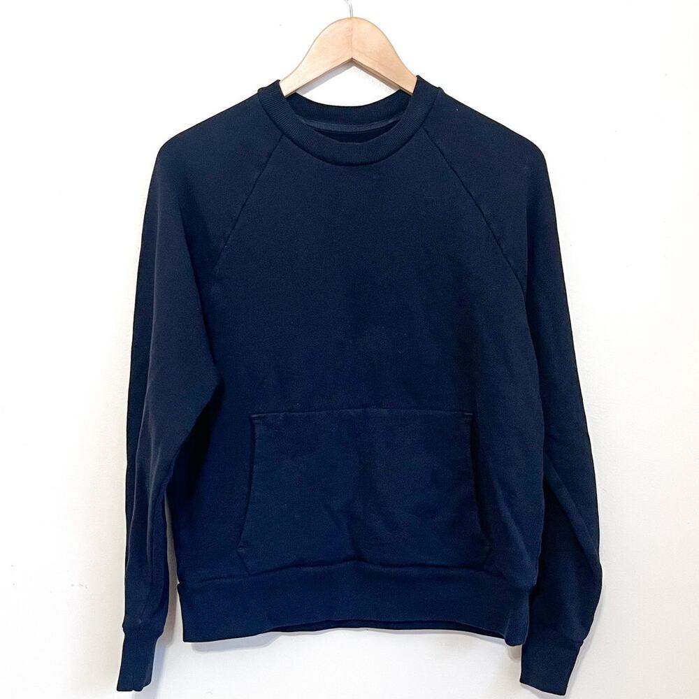 Everlane Womens Sweatshirt Size S Black Organic Cotton Heavy Casual Comfort Crew